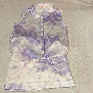 GB Girls Lavender Tie-Dye Sleeveless Blouse and skirt